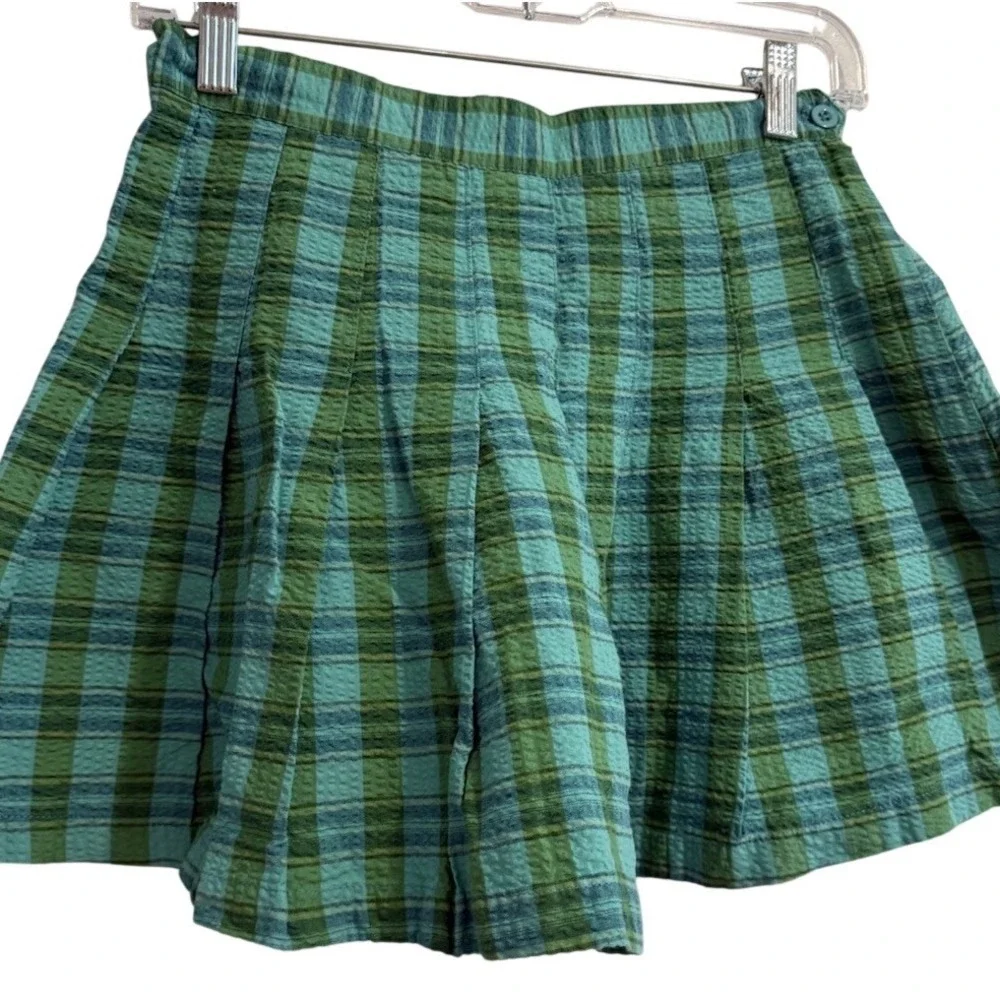 Urban‎ Outfitters Katie Plaid Pleated Mini Skirt Teal Green Women Sz M Y2K Retro